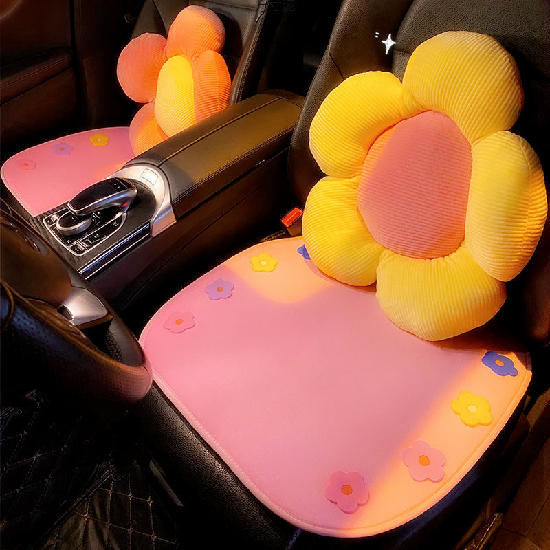 자동차 요추 귀여운 자동차 쿠션 요추 쿠션 자동차 시트 백레스트 요추 지원 데이지 사계절 허리 보호 도매