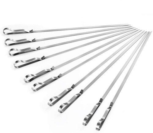 Stainless steel wave barbecue tool BBQ grilled chicken wing needle flat metal barbecue bag bag set barbecue skewers