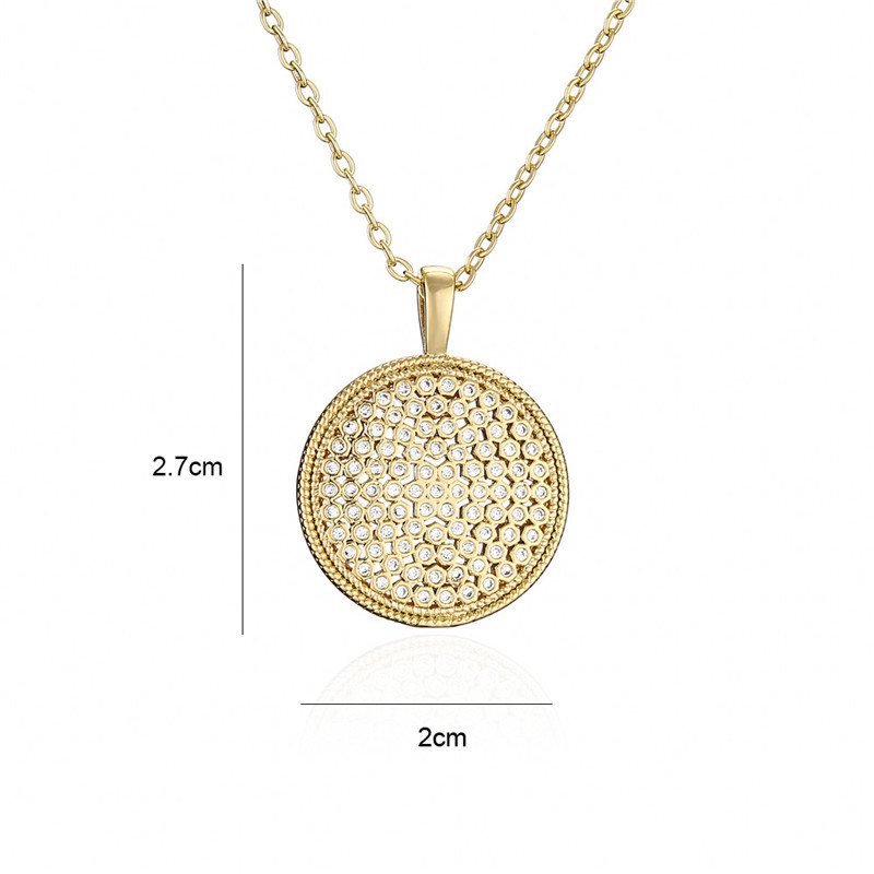 Fashion Golden Disc Geometric Copper Inlaid Zircon Necklace Wholesale display picture 3