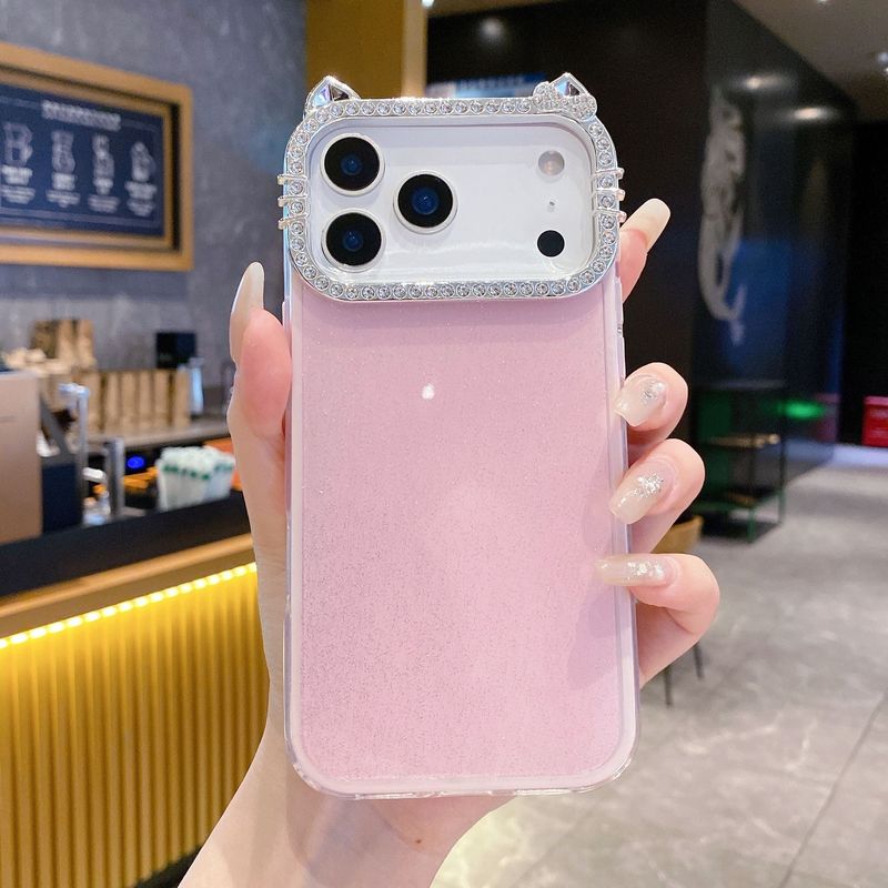日韩纯色闪粉壳适用iPhone16pro max手机壳苹果17水钻镜头壳14/15|undefined