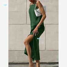 Solid color suspender slit dress��ʽ�Ը��_�õ���Ů�B��ȹ�羳