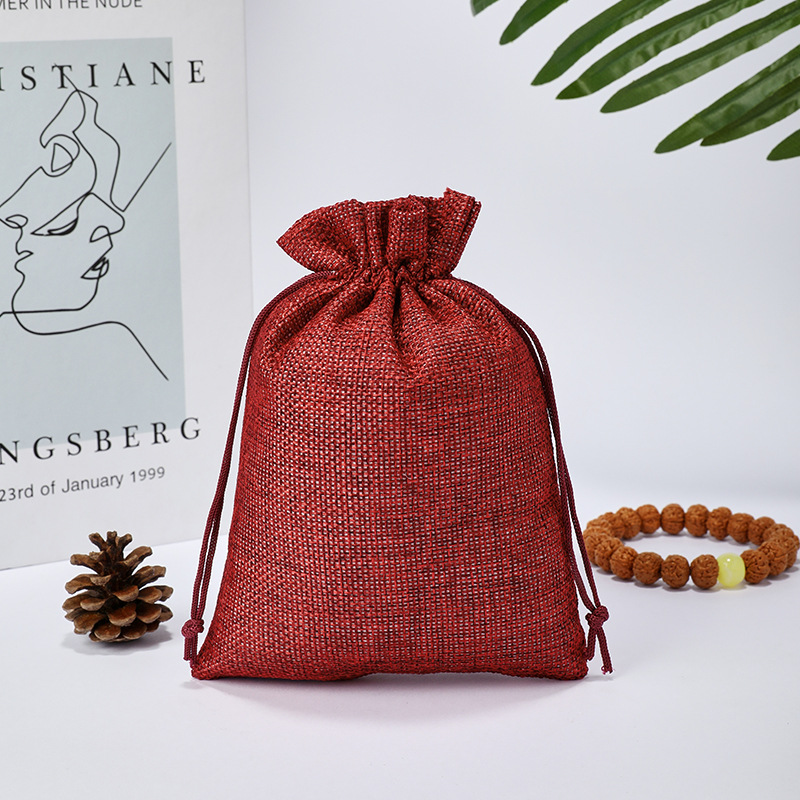 Fábrica en stock bolsa de lino Wenwan bolsa de embalaje de la joyería bolsa de té zongzi Almacenamiento de lino bolsa de cordón al por mayor