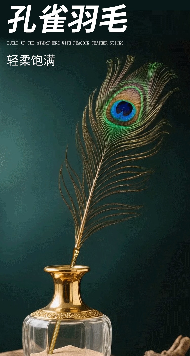 Peacock Feather Tickler with Nipple Clamps, Green Adult Couples Sensory Toy — detail image 2