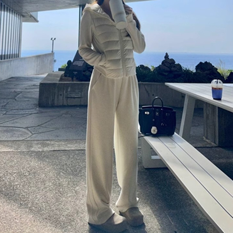 秋冬季宽松舒适版型羊毛面料直筒裤女士时尚气质高腰纯色百搭长裤