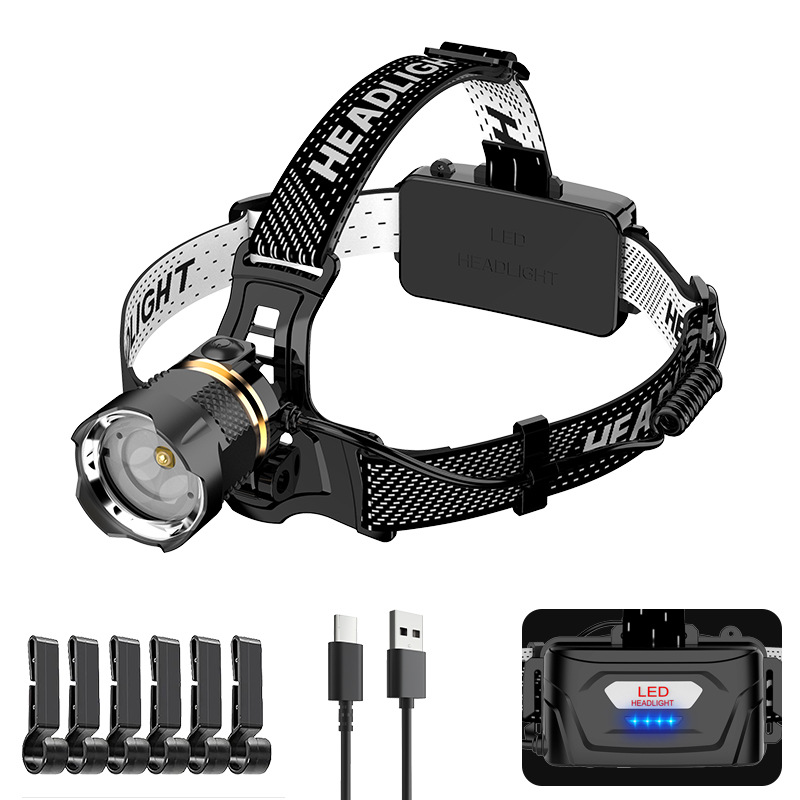 De una sola pieza de entrega Nuevo faro láser de detección remota faro Tipo-C de carga rápida zoom telescópico faro al aire libre