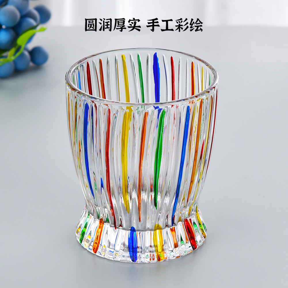 设计师手工彩绘大号水晶玻璃洋酒杯子 轻奢彩色欧式鸡尾酒杯子