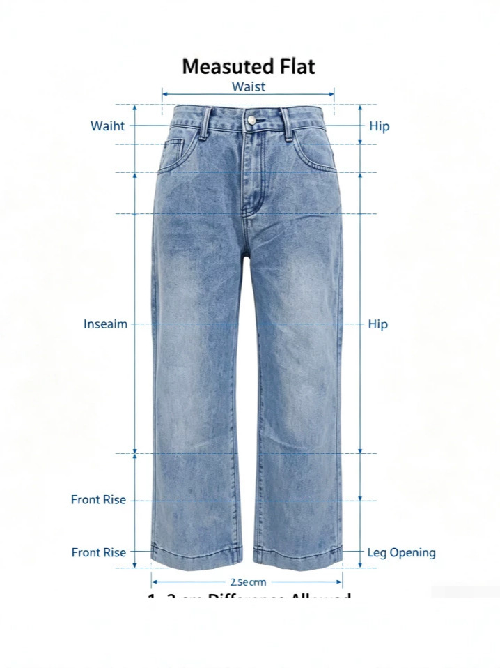 Jeans de Pierna Ancha para Mujer de Mezclilla de Algodón, Cintura Alta, Sin Elasticidad