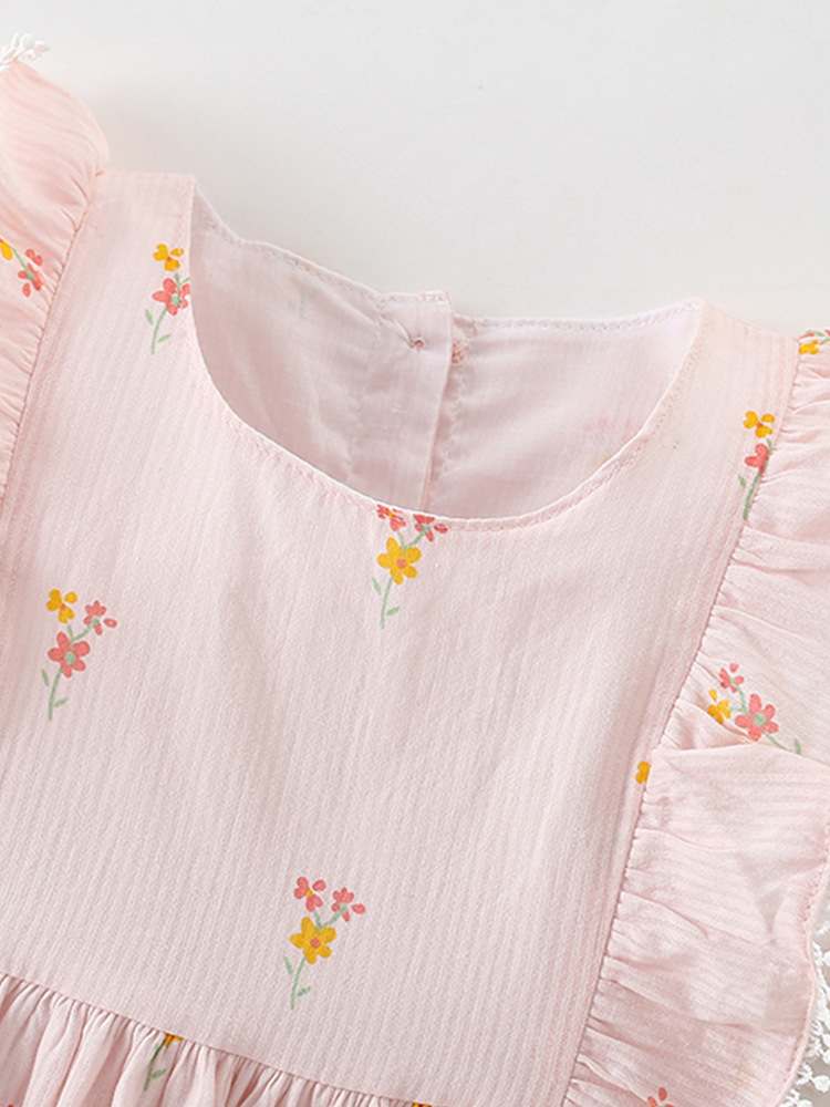 Malwee niñas vestido de princesa de verano nuevo estilo europeo y americano para niños pequeños vestidos de niños de cuello redondo