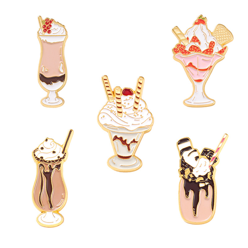 European And American New Cool Drinks Series Alloy Brooch Creative Man And Woman Cartoon Cream Ice Cream Style Badge display picture 12