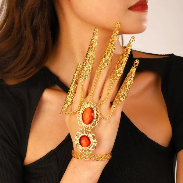Cross-border Jewelry Personalized Ethnic Style Antique Belly Dance Props Golden India Tianzhu Girls Performance Nail Women