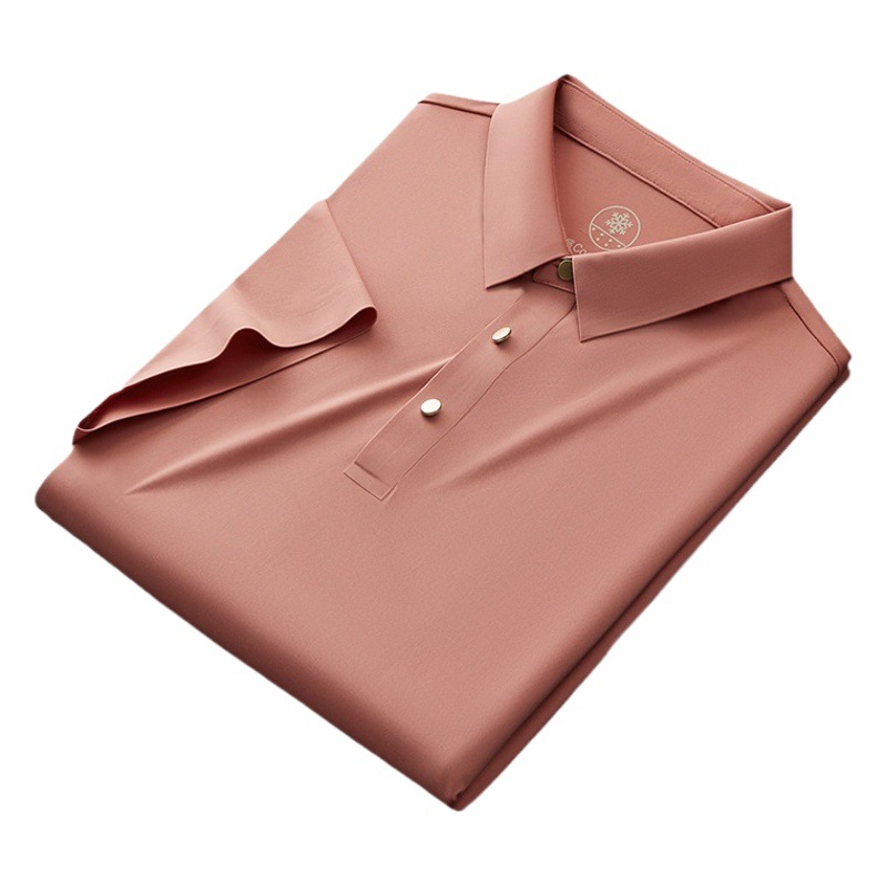 Adhesivo sin costuras sin planchar camisa de Polo de manga corta ropa de trabajo de negocios de los hombres camiseta de color sólido top de los hombres 2024 Nuevo