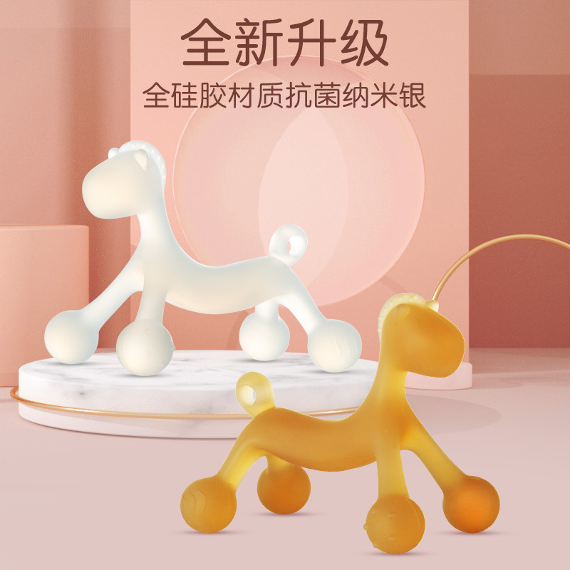 Silver Nanoparticle Food-Grade Silicone Teething Baby Toothbrush and Horse-shaped Orthodontic Teether for Babies