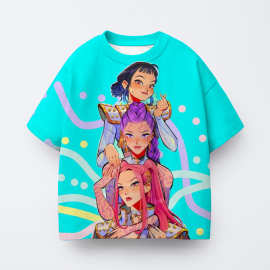 卡通恶魔猎人3D印花跨境新款女装休闲圆领短袖t恤厂家直销货源