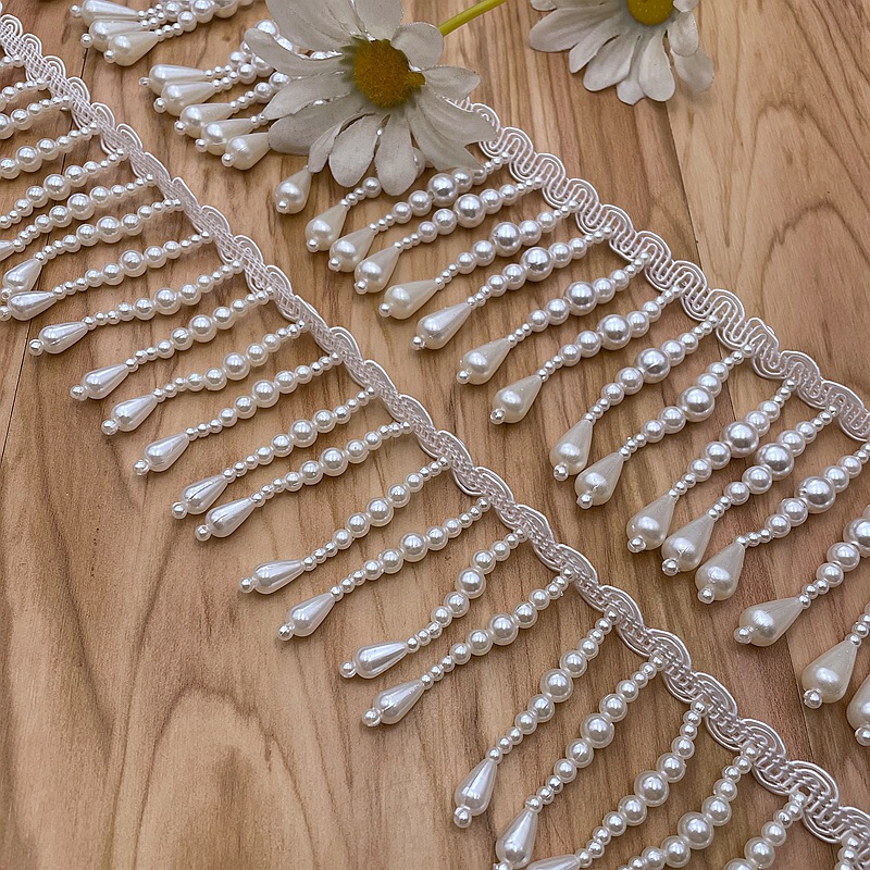 Spot wholesale handmade beaded tassel lace DIY bead curtain cheongsam Hanfu accessories water drop pendant tassel Pearl