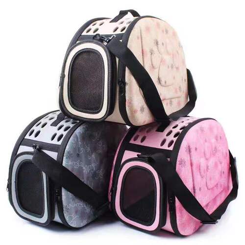 Pet bag with foldable design, multi-functional cat bag with stylish floral pattern, EVA outdoor portable dog bag, hand-held or shoulder bag