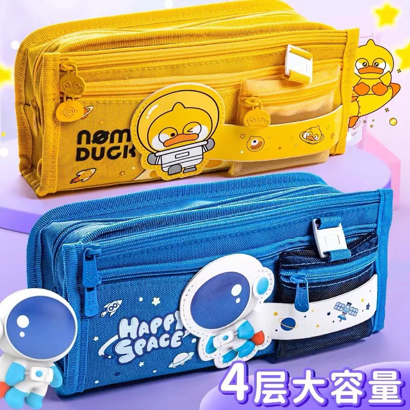 Mahe astronauta multi-capa Dora caja de lápiz de dibujos animados lindo estudiante de gran capacidad alargada bolsa de lápiz de malla al por mayor
