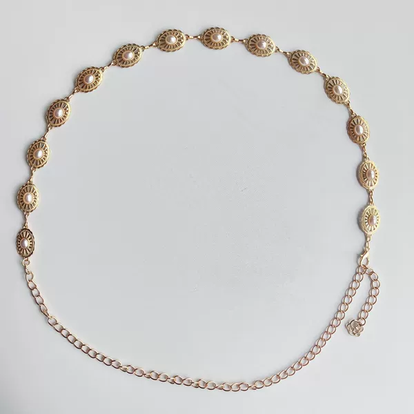 Waist chain 005-2 white pearl
