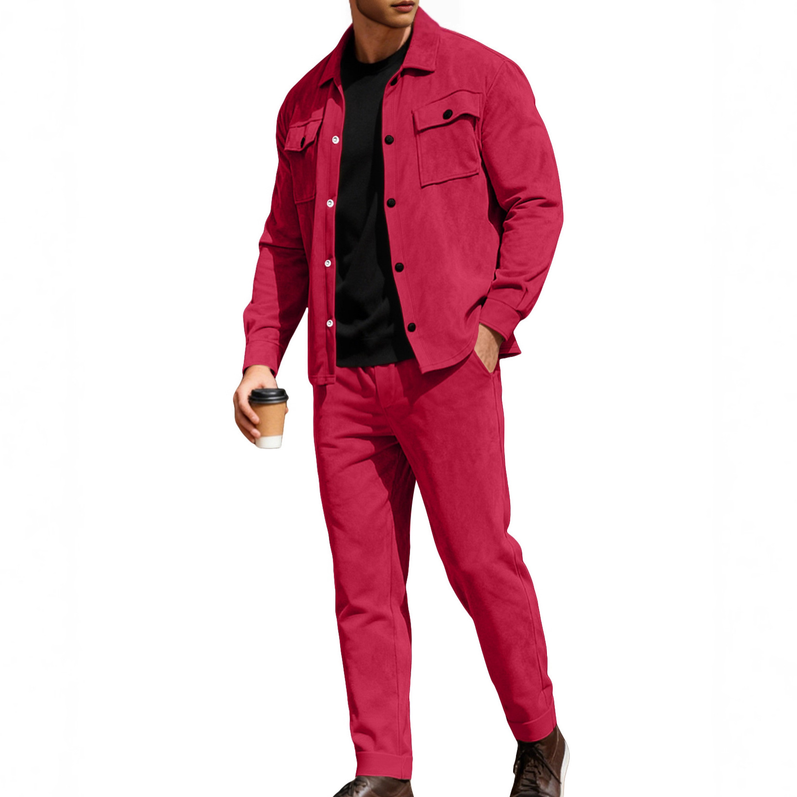 26 transfronterizos Europa y América Amazon hombre ropa de vestir primavera y otoño deportes casuales de peluche chaqueta de correa de negocios pantalones