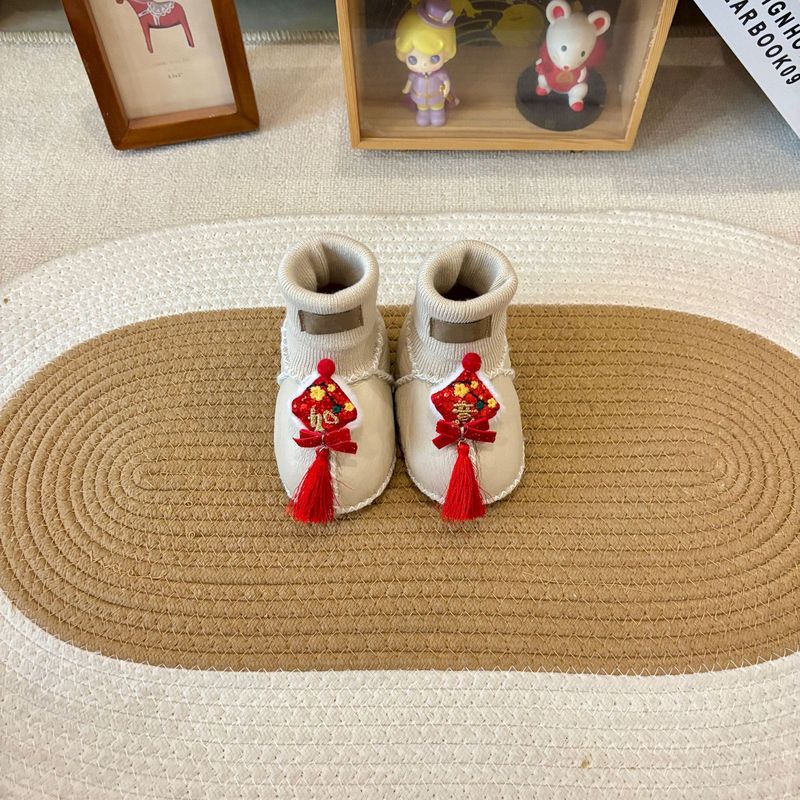 秋冬新款羊皮毛一体婴儿鞋新年鞋子软底男宝女宝宝宝棉鞋桑坡村|undefined