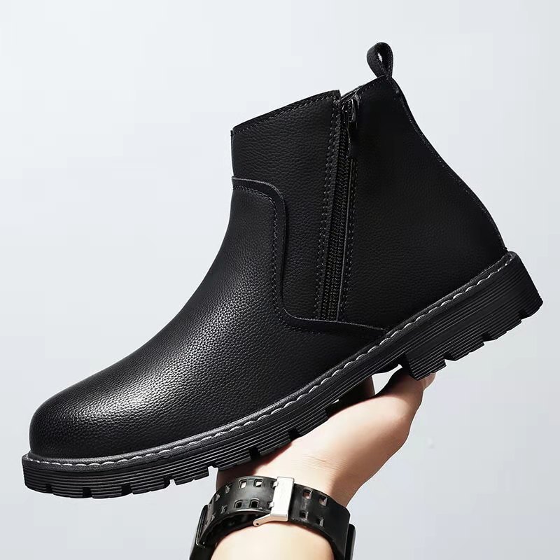 Autumn 2024 High-top New Men's Shoes European Station Men's Boots All-match Zipper Shoes Korean Style Martins Men's Casual Shoes Autumn 2024 High-top New Men's Shoes European Station Men's Boots All-match Zipper Shoes Korean Style Martins Men's Casual Shoes