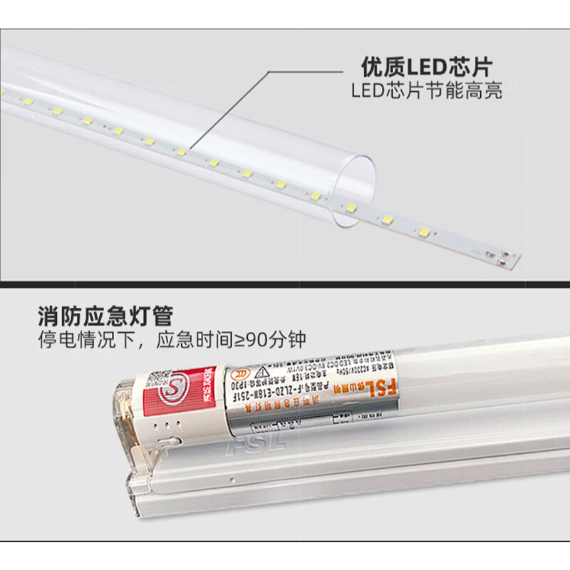 FSL Foshan iluminación LED tubo de lámpara de emergencia de incendio T8 1m2 garaje subterráneo lámpara de almacenamiento de lámpara de emergencia