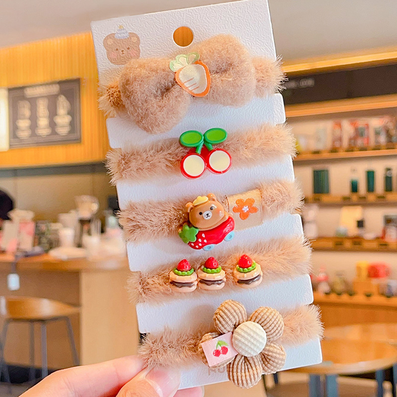Los niños no lastiman el Pelo elástico banda de goma lindo bebé corbata accesorios para el cabello Niña de dibujos animados de peluche anillo de pelo tocado