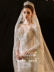 odelia2025 新しいウェルカムガーゼアウトフィットフィッシュテールライトウェディングドレスドレス花嫁結婚式乾杯ドレス長袖女性