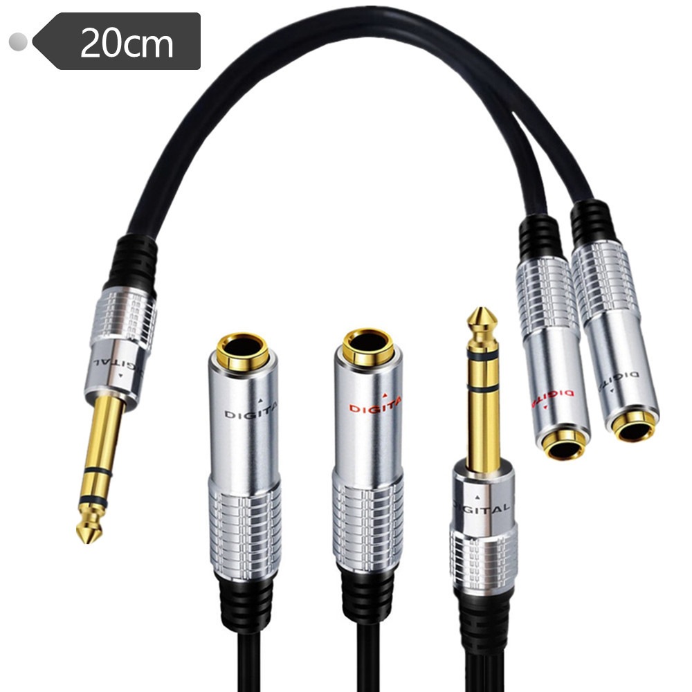 1/4 Inch 6.35一公转两母TRS立体声分线器Y线6.35mm立体声公转母