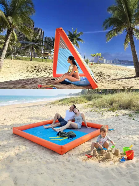 Outdoor inflatable mat, beach mat, portable moisture-proof mat, camping picnic mat, foldable multi-functional sunshade mat