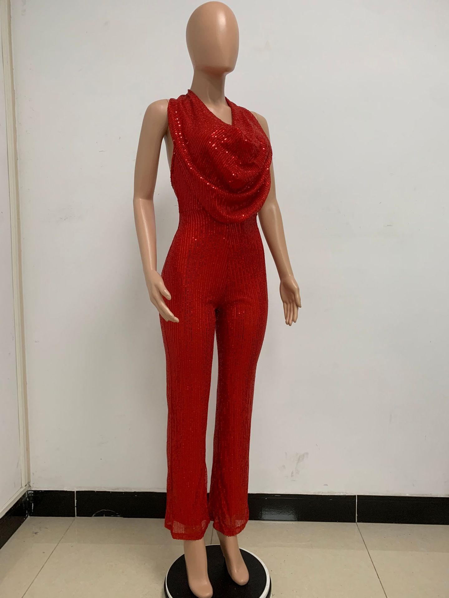 Women's Party Street Sexy Solid Color Full Length Sequins Jumpsuits display picture 83