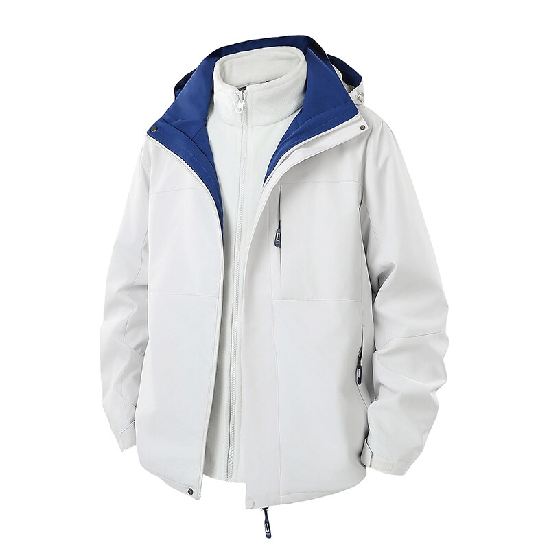 Men's two-piece windbreaker set with fleece lining, suitable for sports, outdoor activities, and hiking; waterproof and warm outerwear for couples; casual style Men's two-piece windbreaker set with fleece lining, suitable for sports, outdoor activities, and hiking; waterproof and warm outerwear for couples; casual style