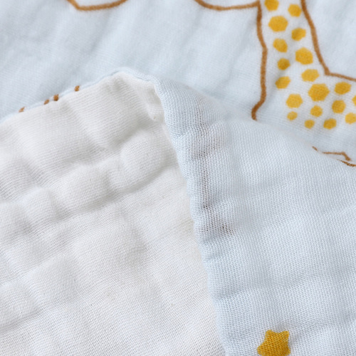 Six-layer gauze square towels for babies, made of 100% cotton poplin, baby mouthguard, thick and absorbent children's face towels
