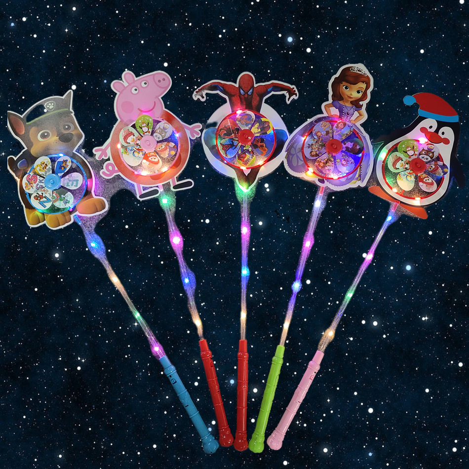 Factory Wholesale Illuminated Rotating Rainbow Small Windmill Night Market Park Scenic Area Decor Windmill Large Outdoor Cartoon Style Windmill