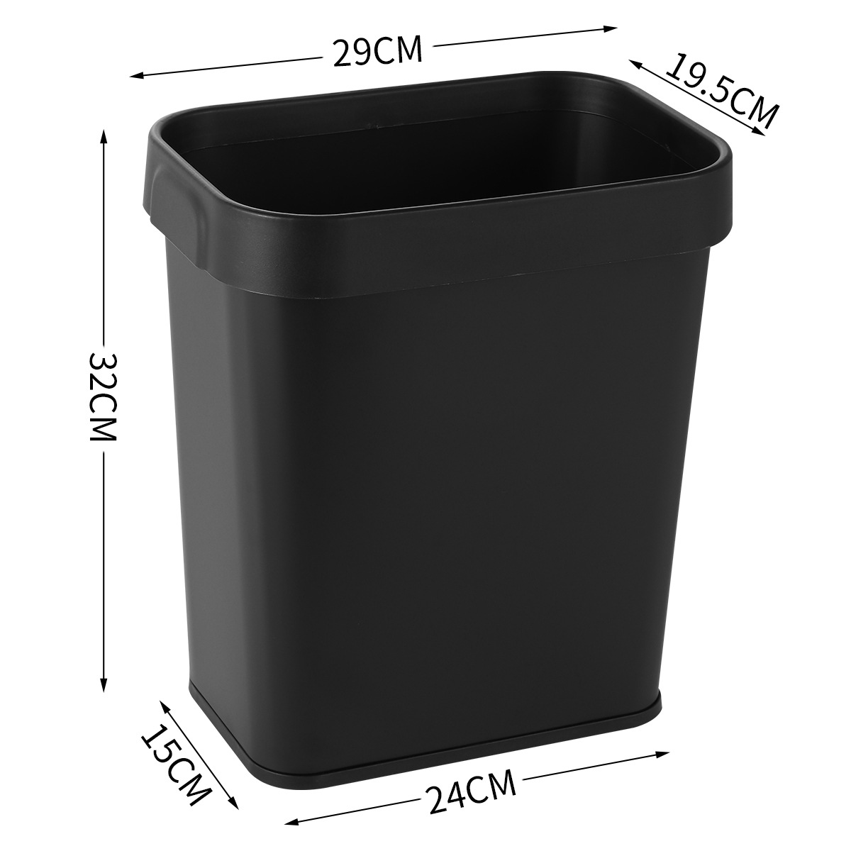 Anillo de presión rectangular de acero inoxidable bote de basura hogar al por mayor Baño Cocina Hotel descubierto bote de basura Oficina