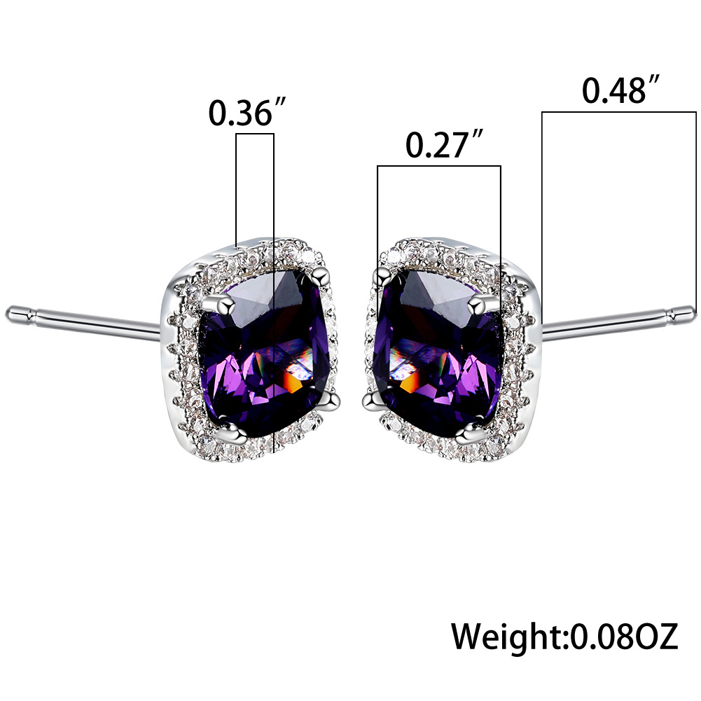 Fashion Geometric Copper Inlay Zircon Ear Studs 1 Pair