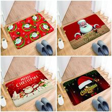 厂家直供跨境亚马逊圣诞系列法兰绒印花垫子浴室吸水防滑地毯地垫