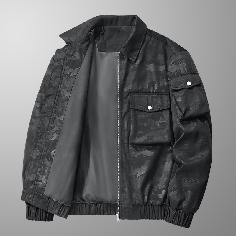 Primavera y otoño para hombres herramientas casuales con cremallera retrógrada trajes de vuelo de béisbol cuello chaqueta de camuflamiento chaqueta multifuncional chaqueta
