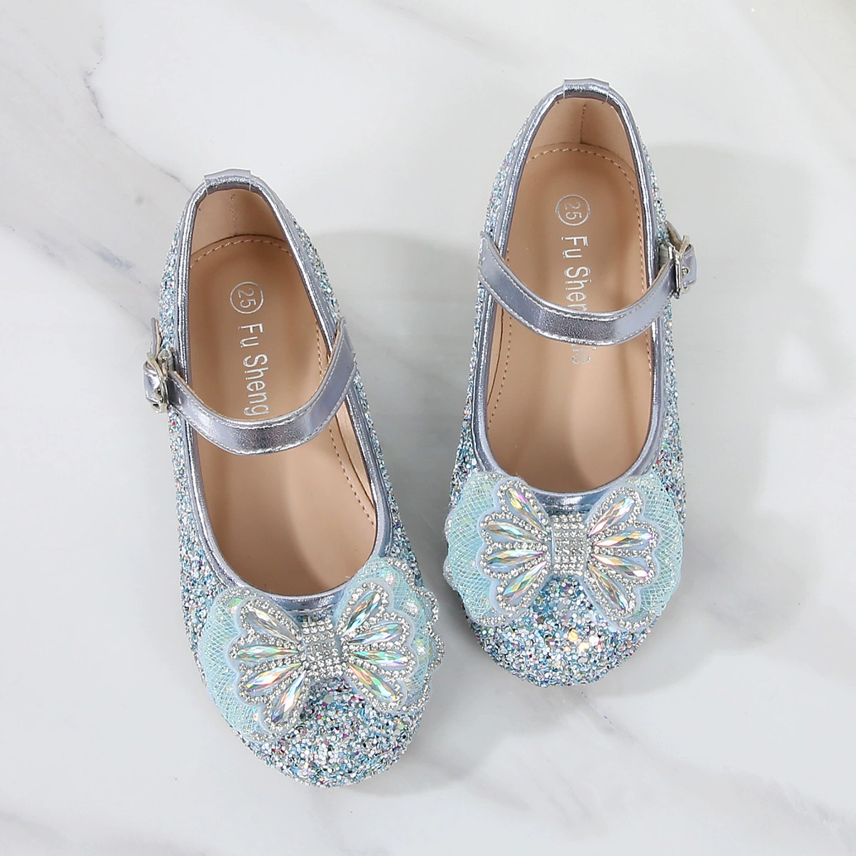 Shoes for princess, children's nail sequins with bow for leather shoes, new collection, autumn