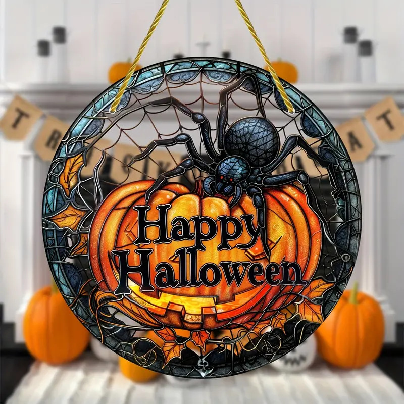 Halloween araña calabaza disco acrílico decoración colgante casa embrujada fiesta evento colgante decoración del jardín del hogar