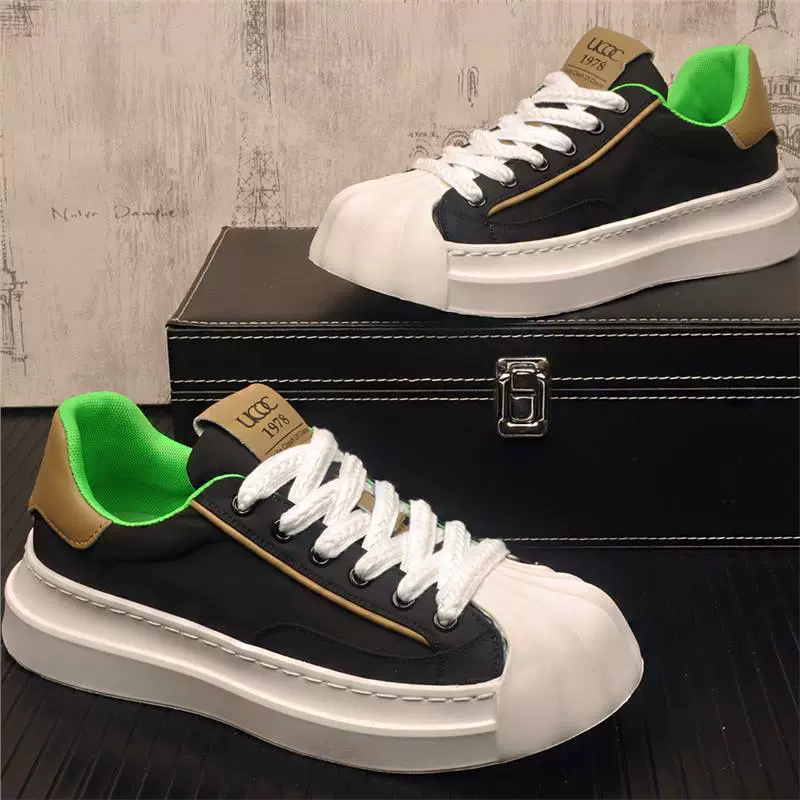 Голова ракушки модная повседневная мужская обувь модная индивидуальность, контрастная повседневная обувь плоская подошва удобная, универсальная обувь для мужчин