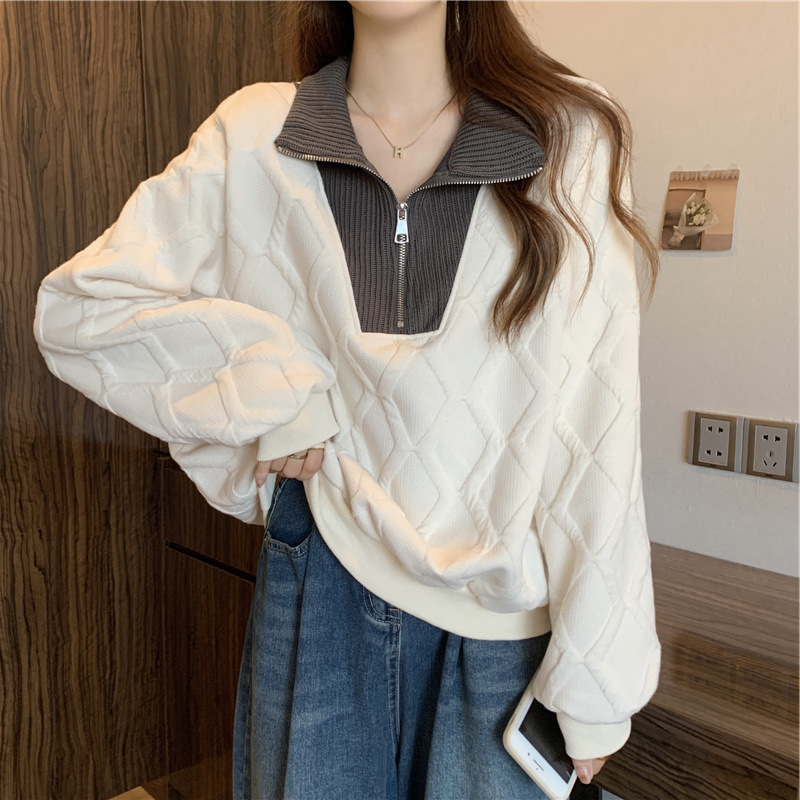 Thin set, sweatshirt, jacket for students, 2023 collection, plus size, polo collar