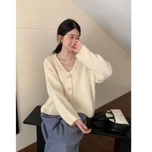 软糯羊毛针织开衫女2025秋冬外搭重磅慵懒风百搭毛衣外套上衣女