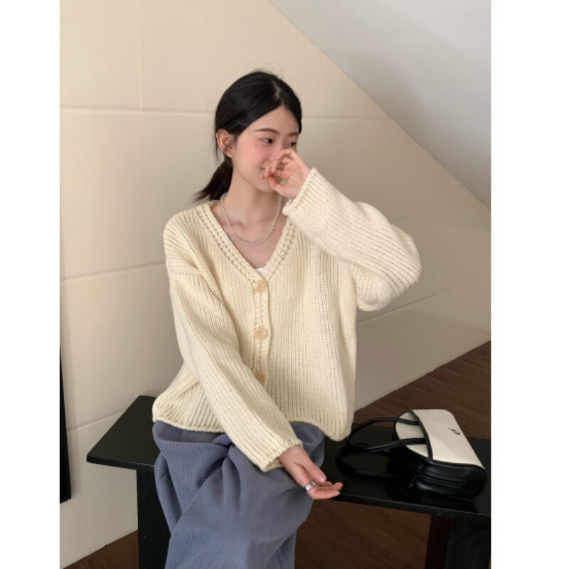 软糯羊毛针织开衫女2025秋冬外搭重磅慵懒风百搭毛衣外套上衣女|undefined