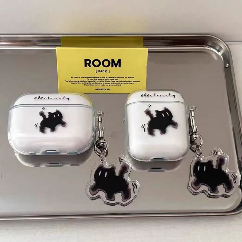 Funny Black Cat Cute Ins-Style Suitable for Apple Earphone Case Protective Case AirPods 4 Earphone Cover Pro3