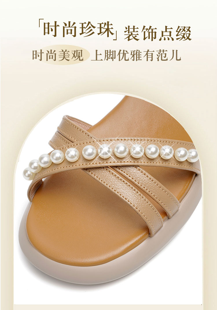 Sandal nữ da thật gót vuông cao đế mềm quai ngang — Màu đen chi tiết 4