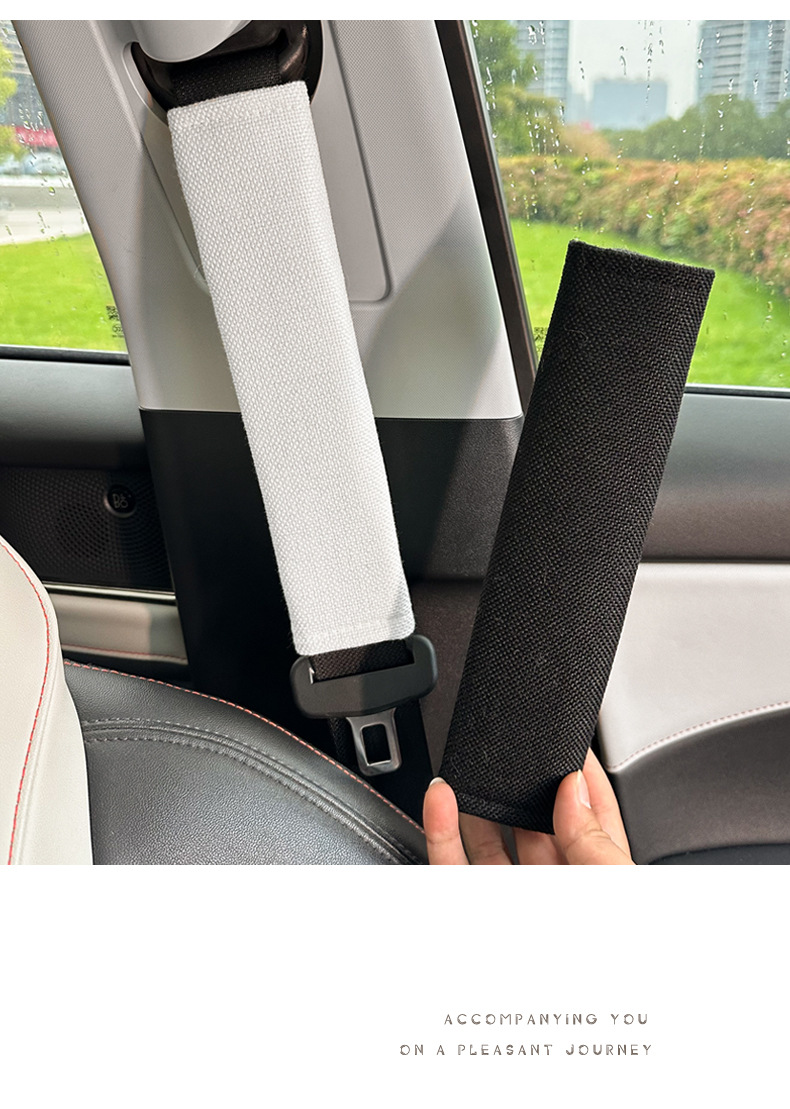 Cross-Border Car Seat Belt Shoulder Protector, Universal Cotton and Linen Car Seat Belt Protective Cover for All Seasons, Car Shoulder Protector