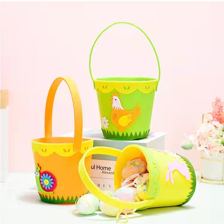 跨境专供毛毡礼品手提袋 复活节糖果袋 时尚简约便携毛毡收纳包