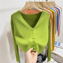 东莞大朗毛衣针织衫女春秋长袖V领外搭开衫短外套披肩防晒衫上衣