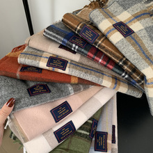 2025网红格子围巾女冬季高级感加厚情侣披肩针织保暖围脖百搭