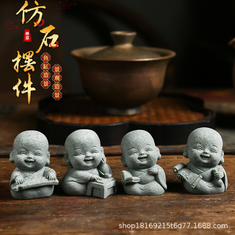 New Chinese Zen Four Little Monks Home Decoration Decorations Small Monk Doll Office Desktop Small Decoration